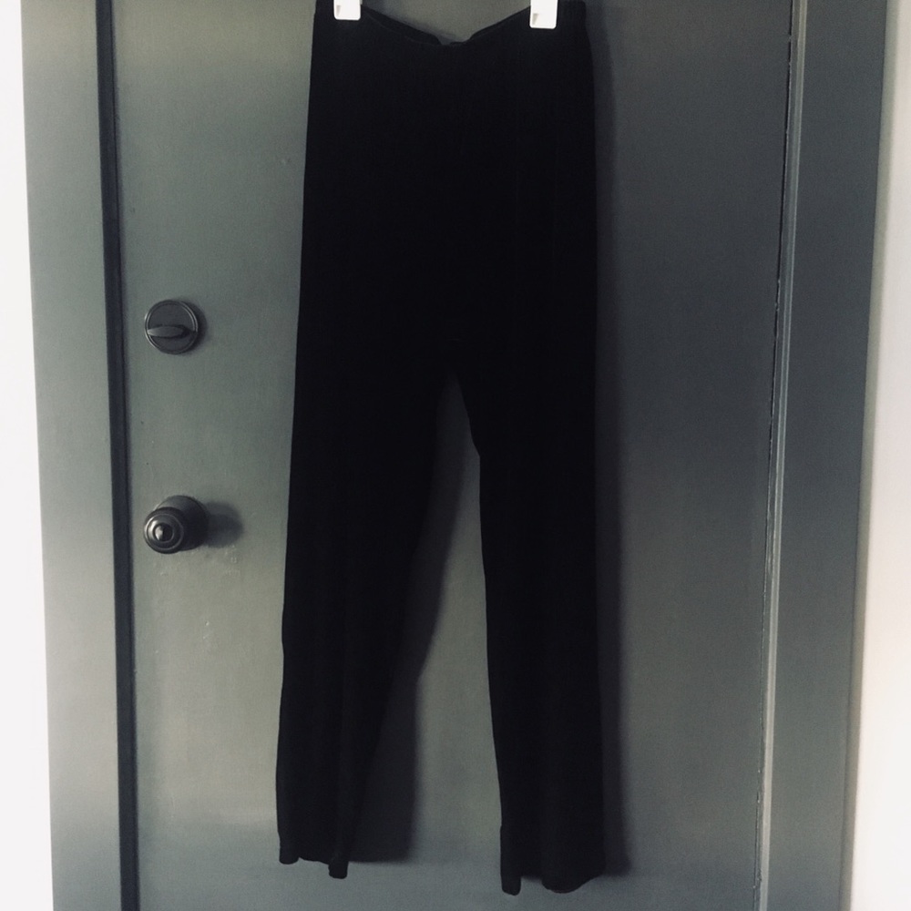 Vintage Black Velvet Wide Leg Pants - S/M USA 🇺🇸